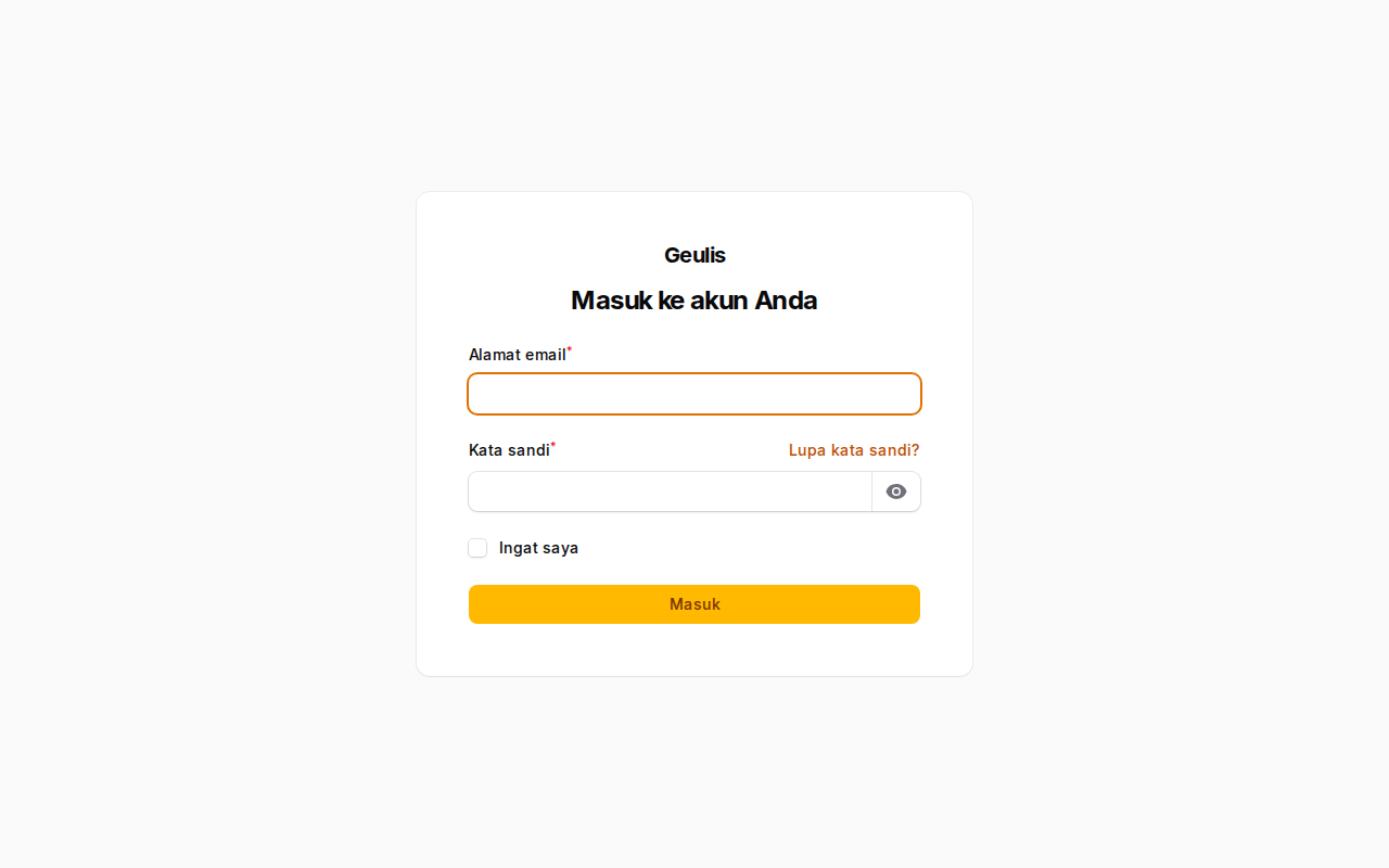 Tangkapan layar: Masuk ke panel admin