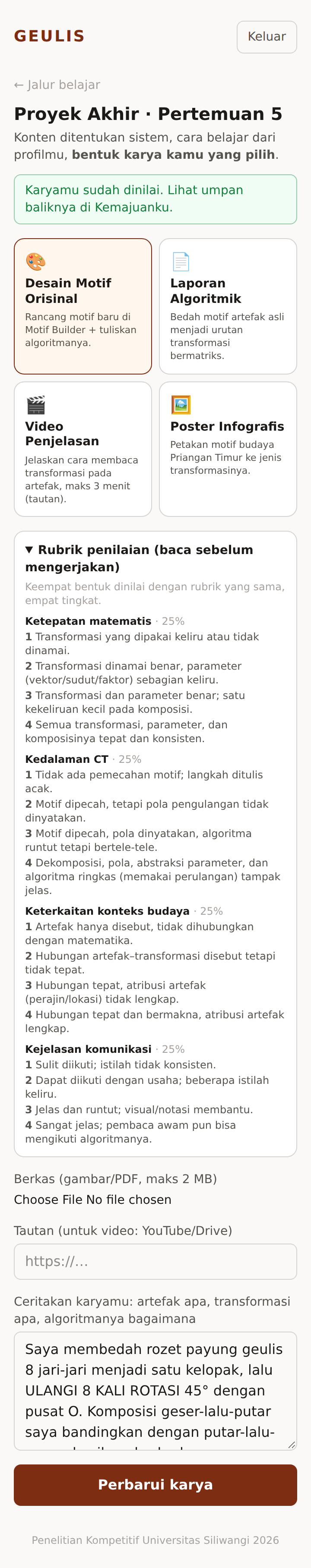 Tangkapan layar: Kirim proyek akhir (Pertemuan 5)